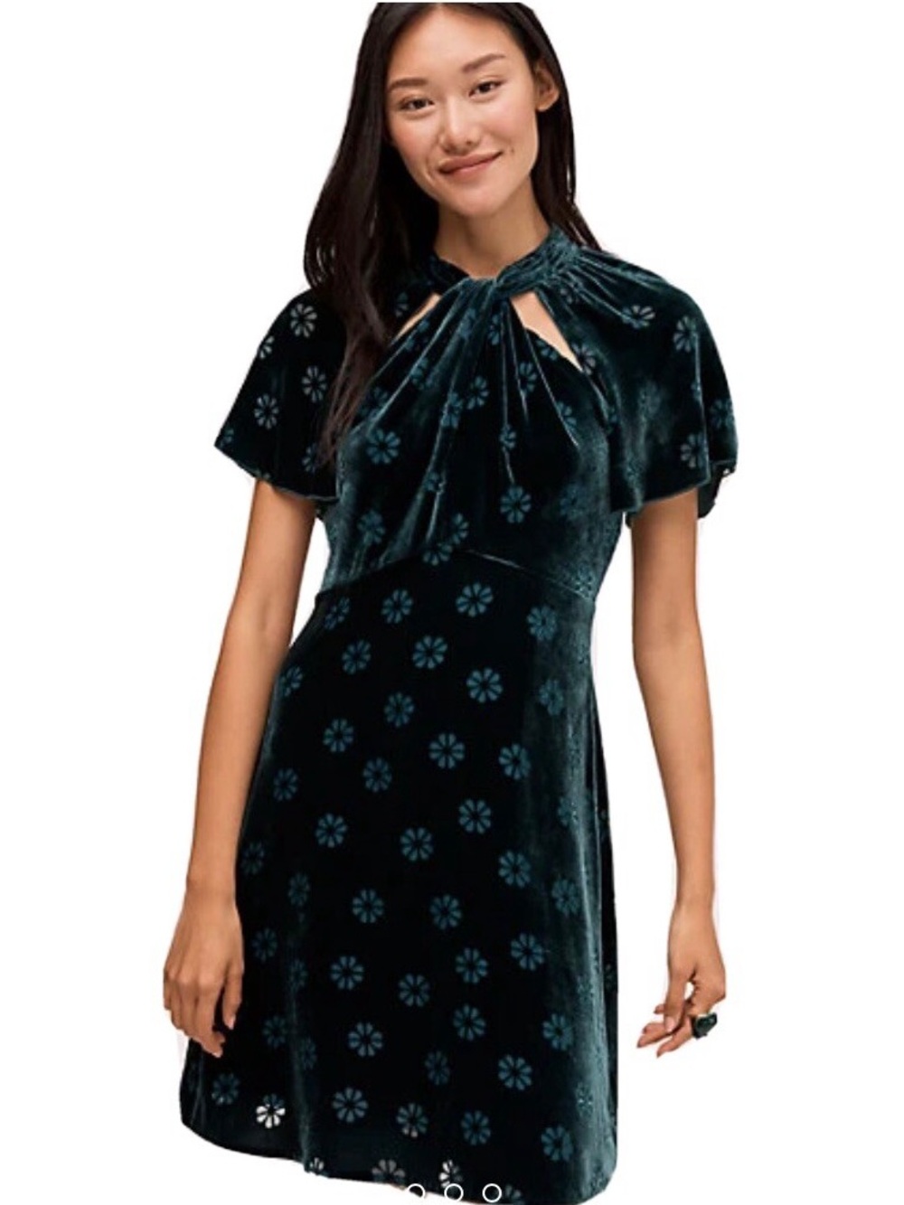 NWT Kate Spade New York Clover Green Velvet Mini Dress